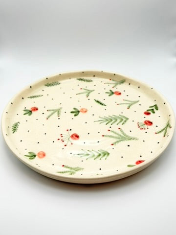Winterberry Plate Set Of 4 | Hand-Painted Holiday Ceramic Plate | Festive Tableware