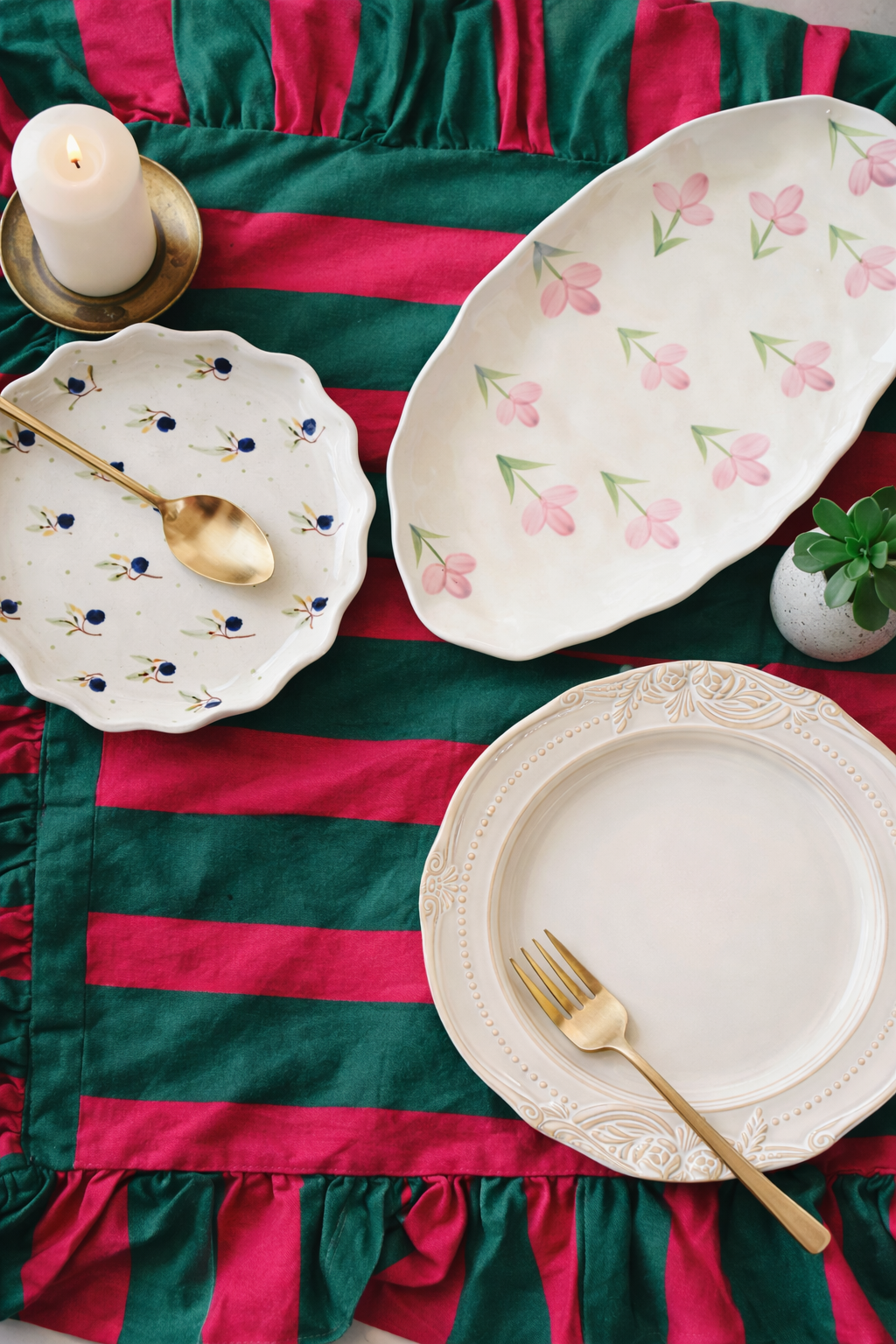 Louna Ivory Ceramic Plate & Bowl Set of 2 – French-Inspired | Table Bella