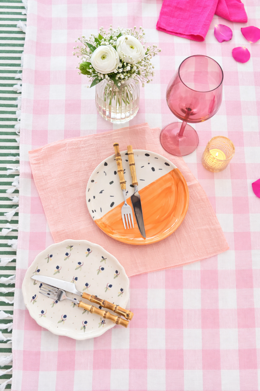 Orange Split Plate Set Of 4 | Divided Ceramic Plate | Modern Serving Plate