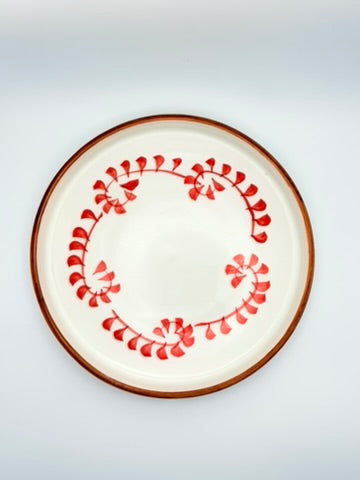 Artisan Garden Plate Set Of 4 | Hand-Painted Red Leaf Ceramic | Botanical Tableware