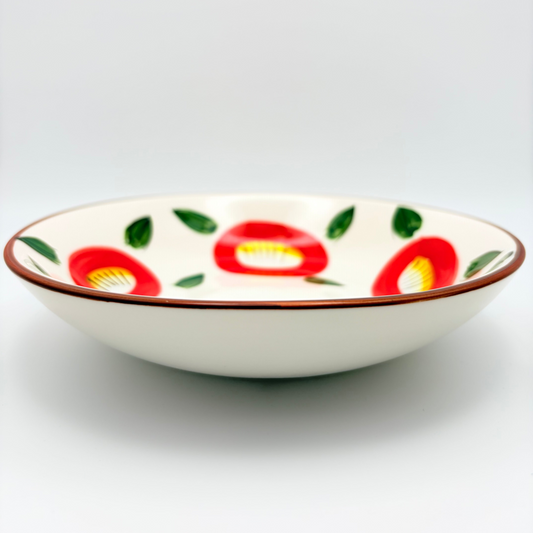Red Camellia Bowl Set Of 4| Hand-Painted Korean-Inspired Ceramic Bowl
