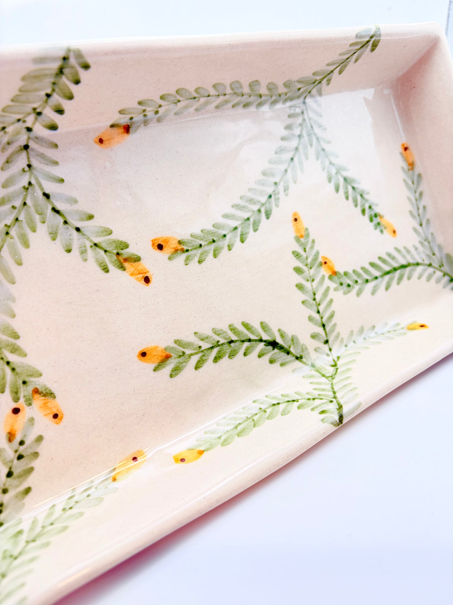 Olive Bloom Oval Plate Set of 2 | Hand-Painted Mediterranean Tableware | Table Bella