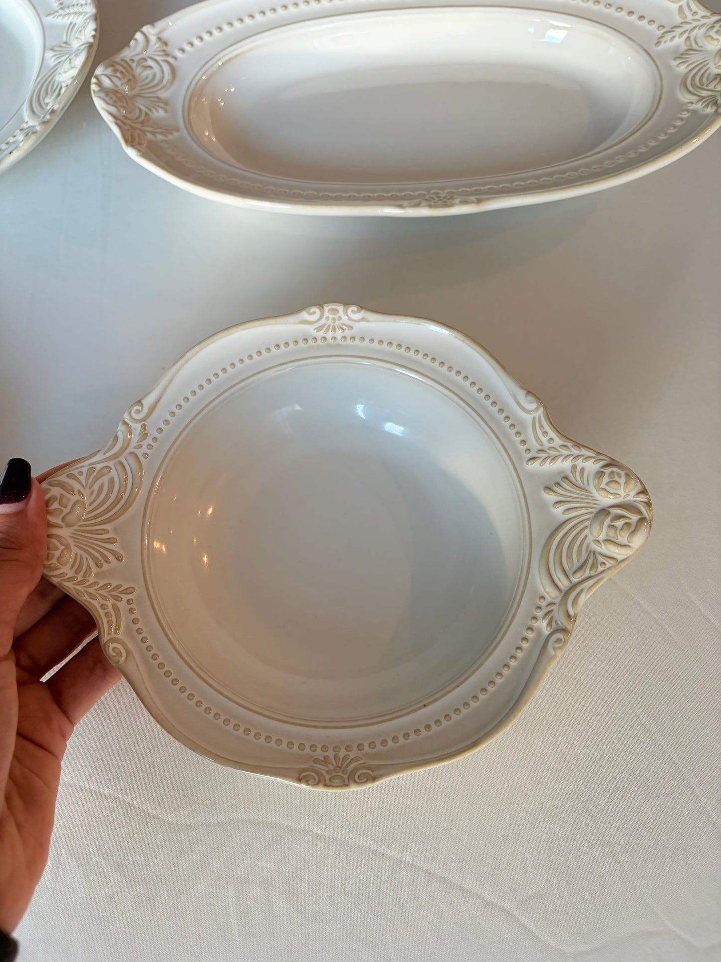 Louna Ivory Ceramic Plate & Bowl Set of 4 – French-Inspired | Table Bella