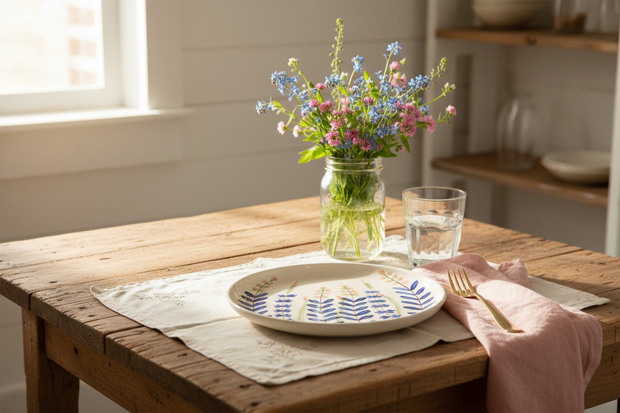 Bloom Plate Set of 4 | Hand-Painted Floral Ceramic Plate | Artisan Tableware