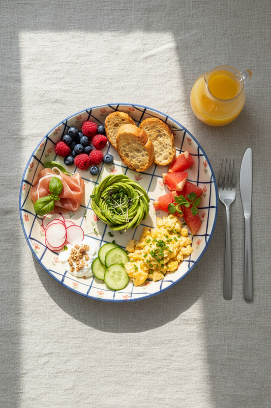 Blooming Grid Plate Set of 2 | Hand-Painted Geometric Floral Plate | Artisan Tableware