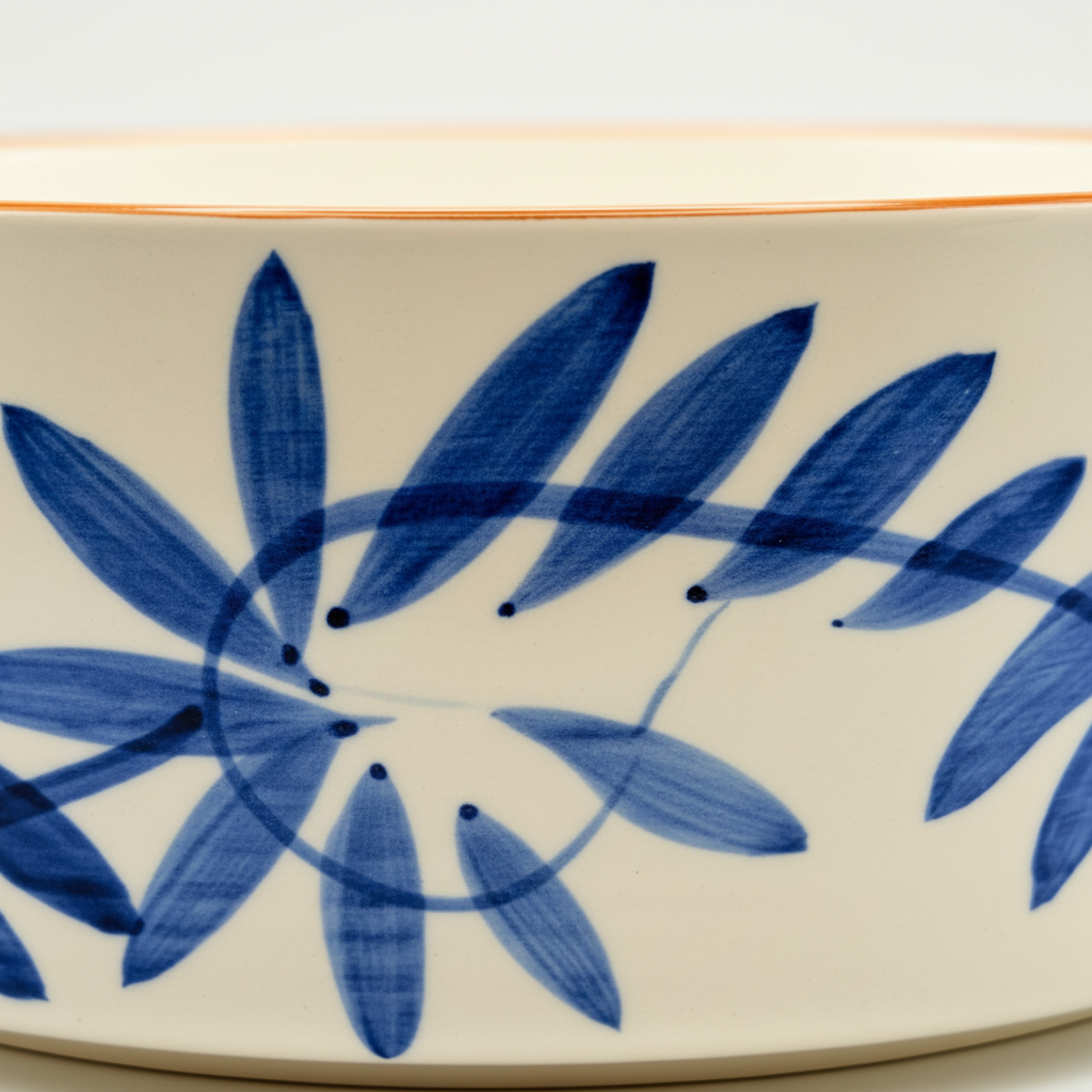 Laurel Bowl Set of 2 | Hand-Painted Ceramic Bowl | Elegant Artisan Tableware