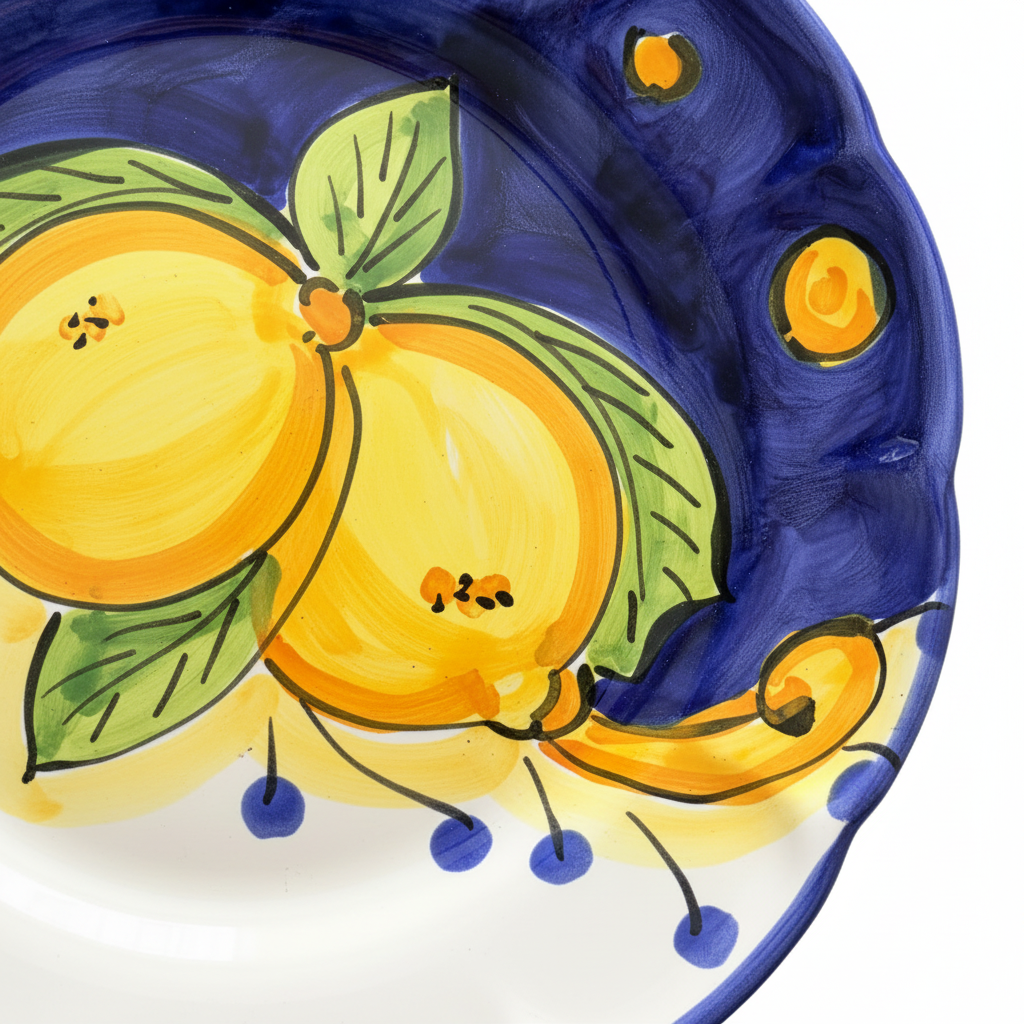 Limone Azzurro Plate Set of 4 | Italian Hand-Painted Blue Lemon Ceramic | Amalfi
