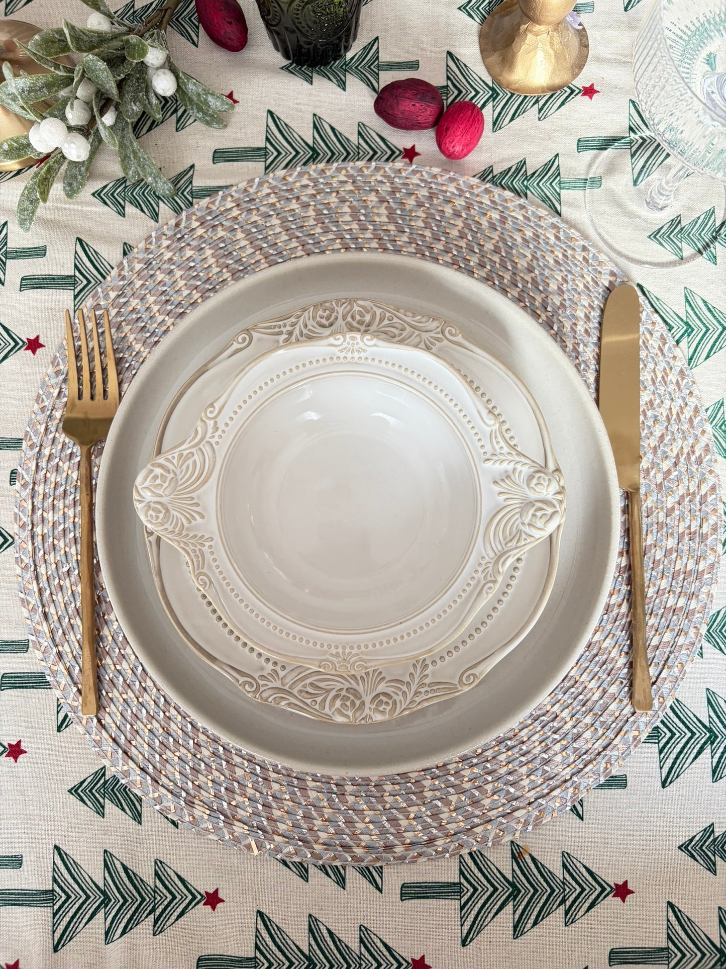 Louna Ivory Ceramic Plate & Bowl Set of 2 – French-Inspired | Table Bella