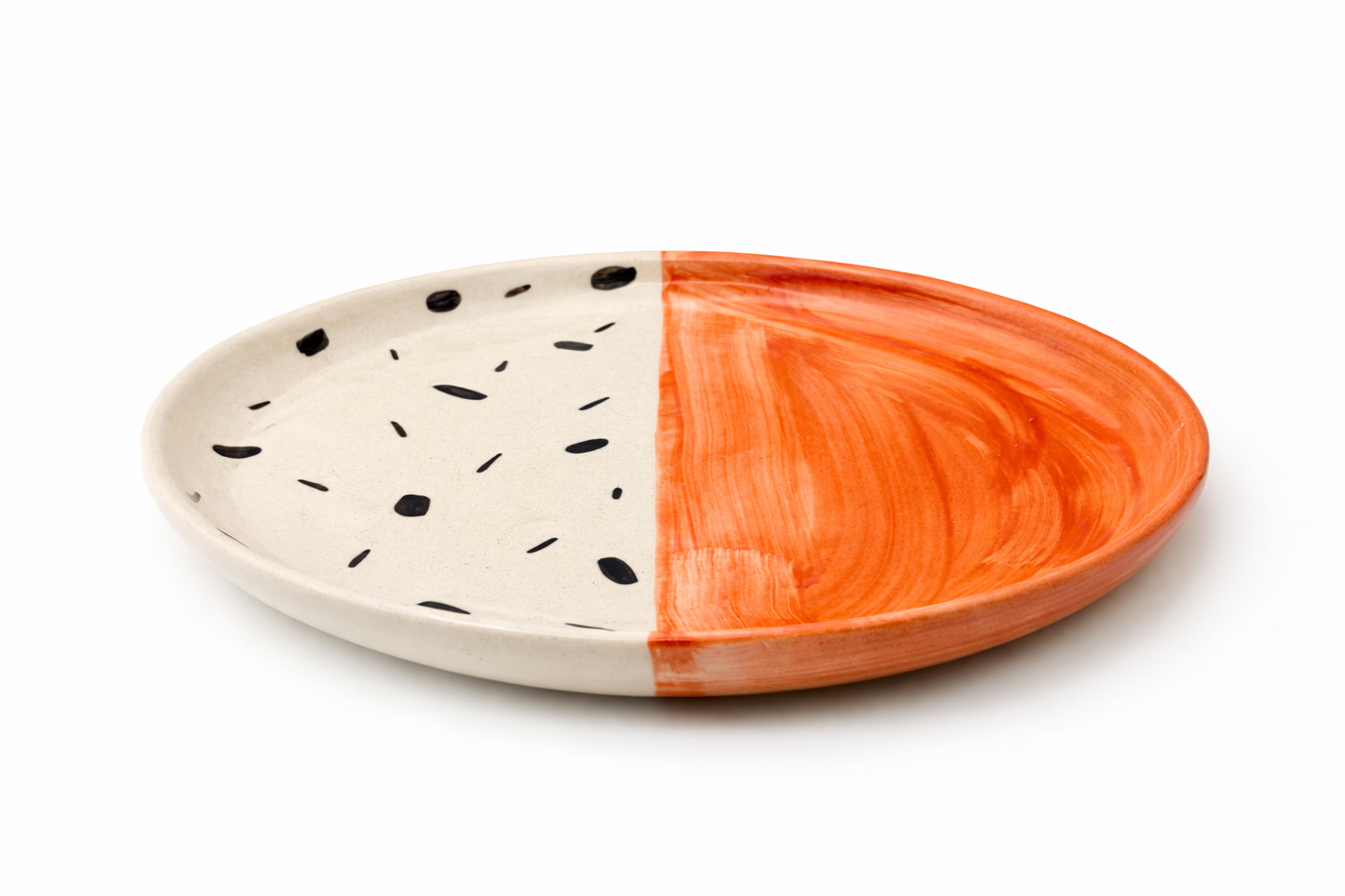Orange Split Plate Set Of 4 | Divided Ceramic Plate | Modern Serving Plate