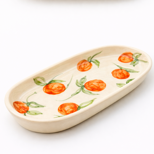 Arancia Hand-Painted Oval Plate Set if 2  | Premium Artisan Tableware | Table Bella