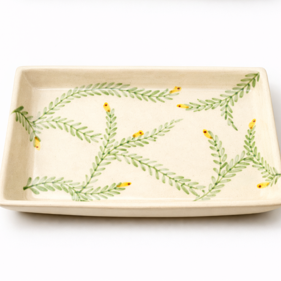 Olive Bloom Oval Plate Set of 2 | Hand-Painted Mediterranean Tableware | Table Bella