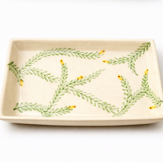 Olive Bloom Oval Plate Set of 2 | Hand-Painted Mediterranean Tableware | Table Bella
