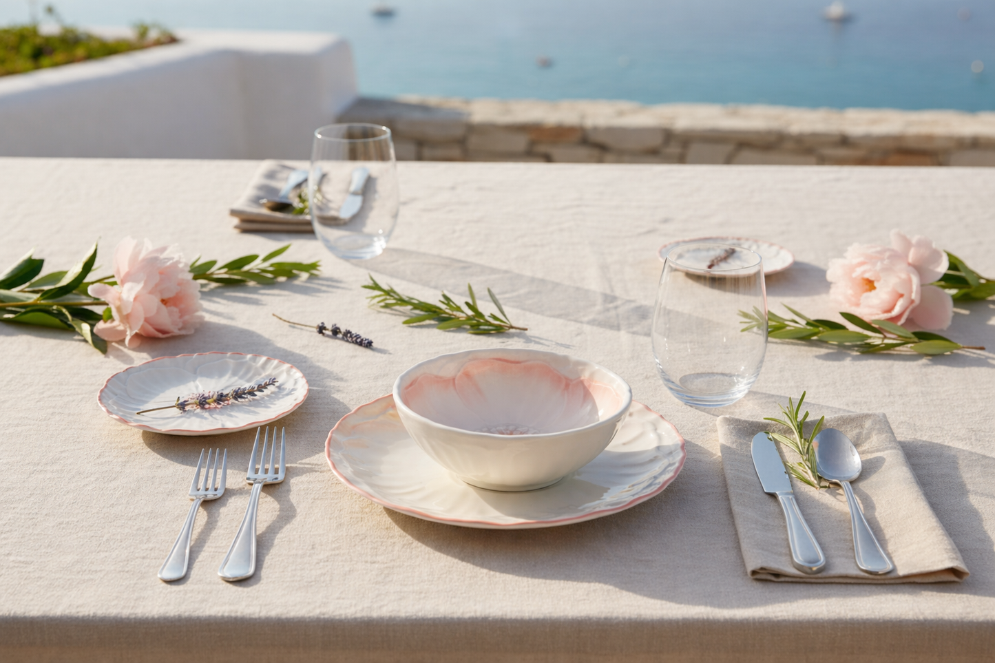 Petal Pink Ceramic Dinnerware Set of 2 – Plate & Bowl | Table Bella