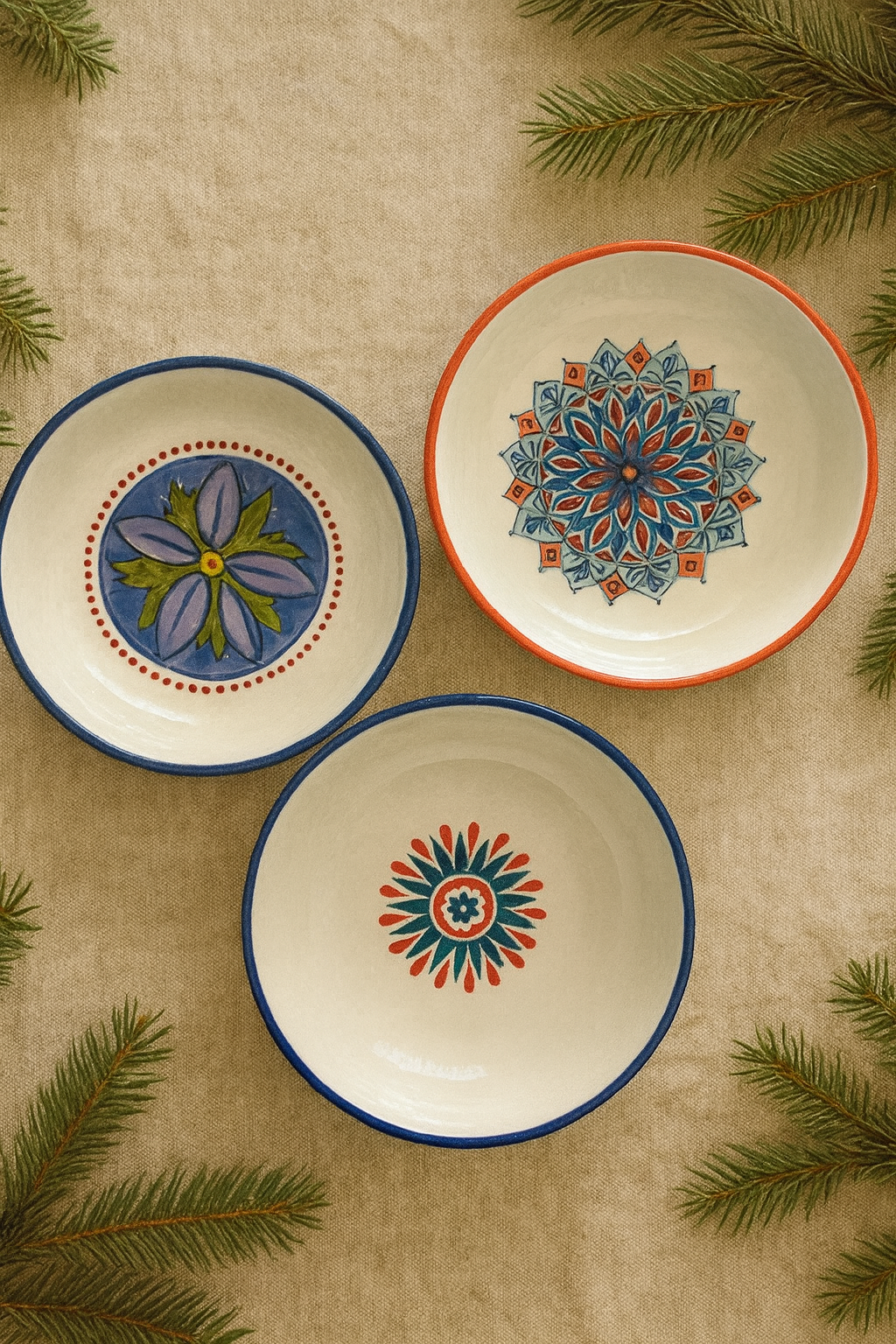 Solana, Palma & Carmela Pasta Bowls Set of 3 | Hand-Painted Mediterranean Ceramic