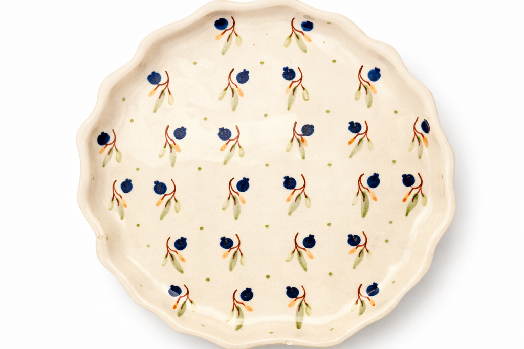 Forget-Me-Not Shell Plate Set Of 4 | Hand-Painted Ceramic Shell Plate | Coastal Décor