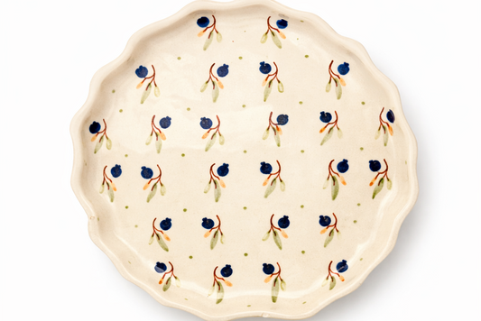 Forget-Me-Not Shell Plate Set Of 4 | Hand-Painted Ceramic Shell Plate | Coastal Décor