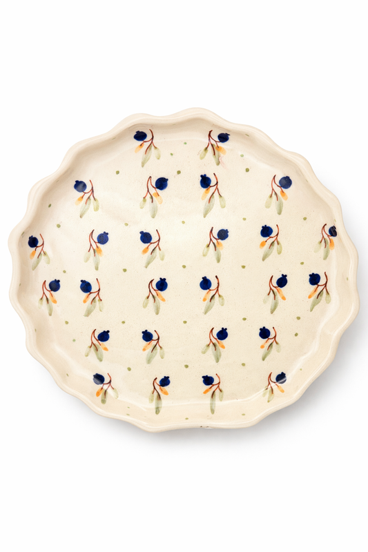 Forget-Me-Not Shell Plate Set Of 4 | Hand-Painted Ceramic Shell Plate | Coastal Décor