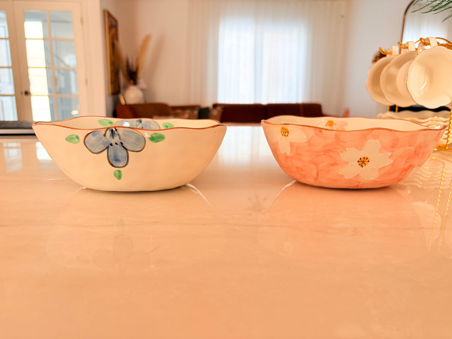 Verona Oval Salad Bowl Set Of 4| Hand-Painted Korean-Inspired Ceramic Bowl