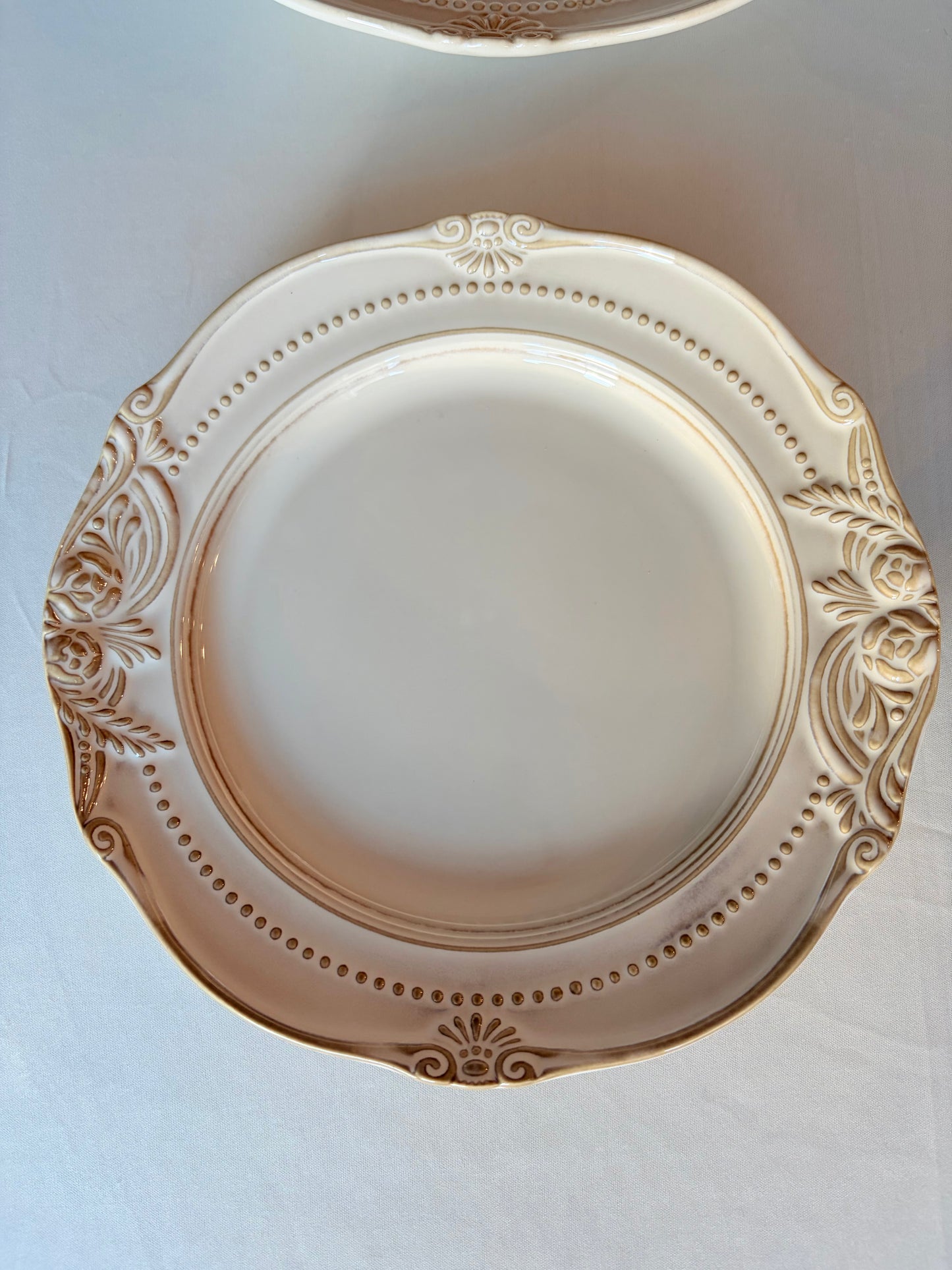 Louna Ivory Ceramic Plate & Bowl Set of 4 – French-Inspired | Table Bella