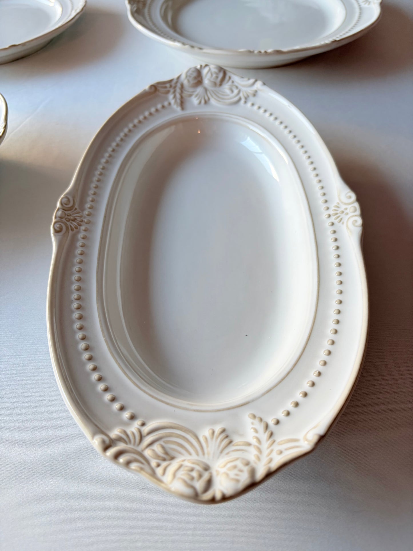 Louna Ivory Ceramic Plate & Bowl Set of 4 – French-Inspired | Table Bella