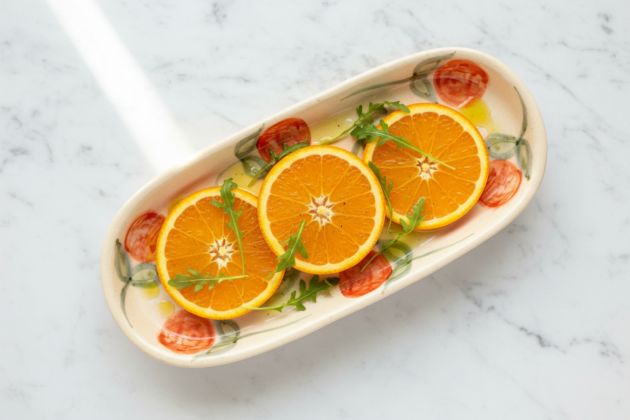 Arancia Hand-Painted Oval Plate Set if 2  | Premium Artisan Tableware | Table Bella