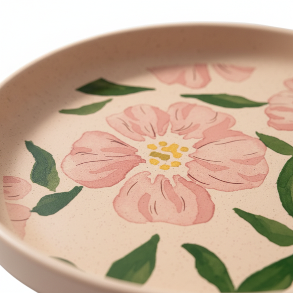 Colette Plate Set Of 4 | Hibiscus Floral Ceramic Plate | Artisan Tableware