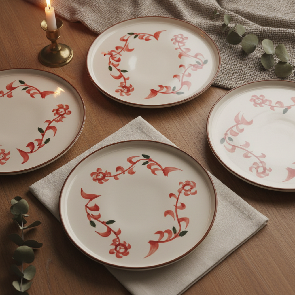 Era Plate |Set of 4 Hand-Painted Artisan Ceramic Plate | Premium Tableware