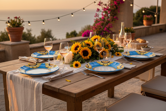 Girasole Plate Set of 4 | Italian Hand-Painted Sunflower Ceramic | Amalfi Coast