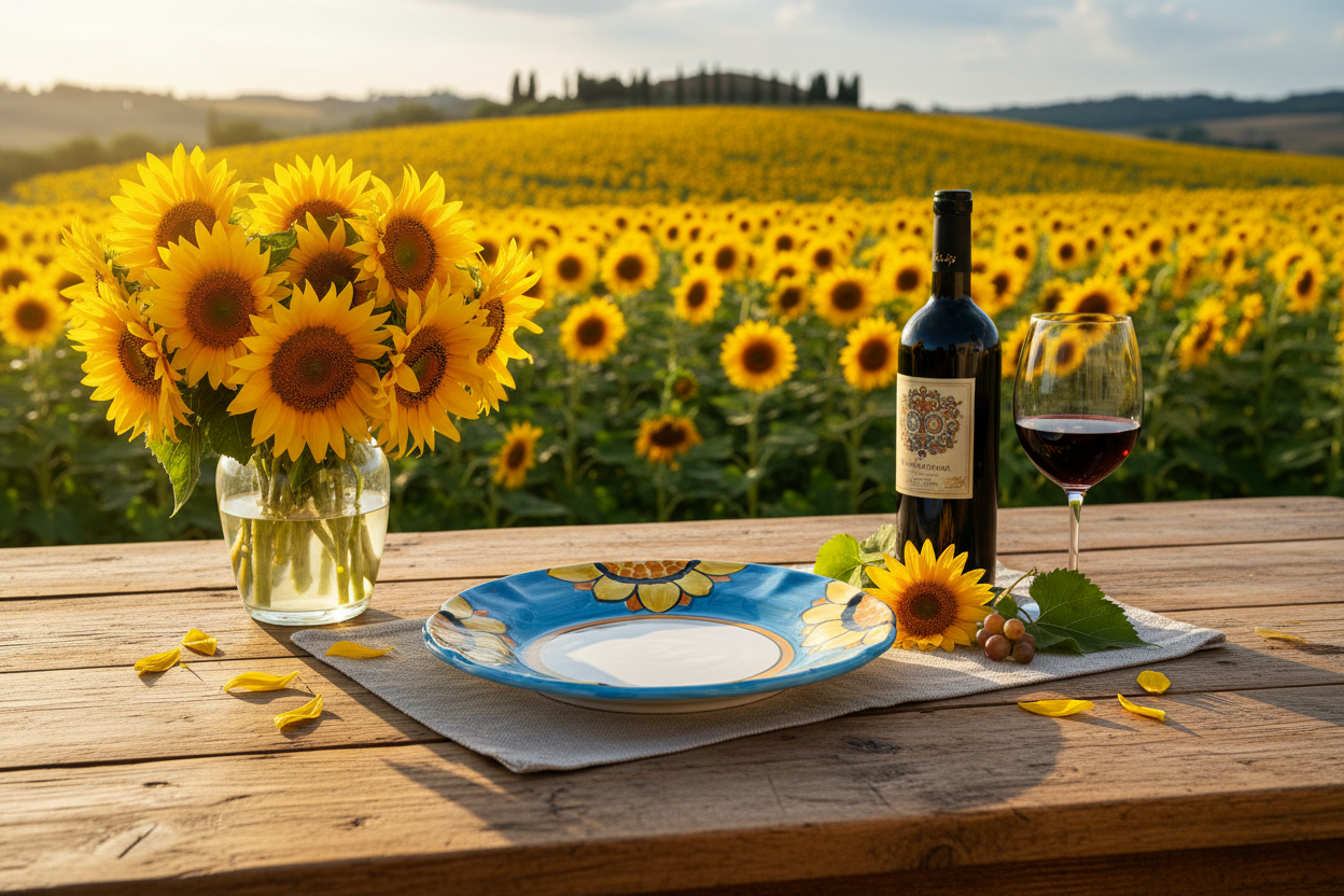 Girasole Plate Set of 4 | Italian Hand-Painted Sunflower Ceramic | Amalfi Coast