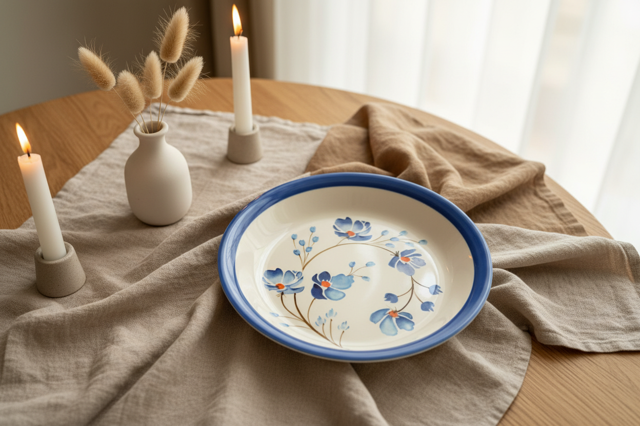 Iris Plate Set Of 4 | Hand-Painted Floral Ceramic Plate | Artisan Tableware