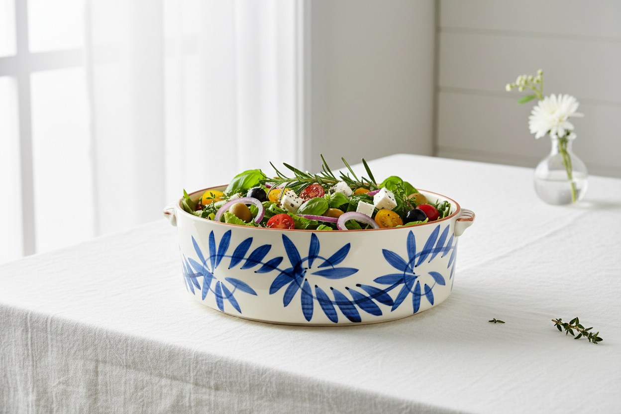 Laurel Bowl Set of 2 | Hand-Painted Ceramic Bowl | Elegant Artisan Tableware