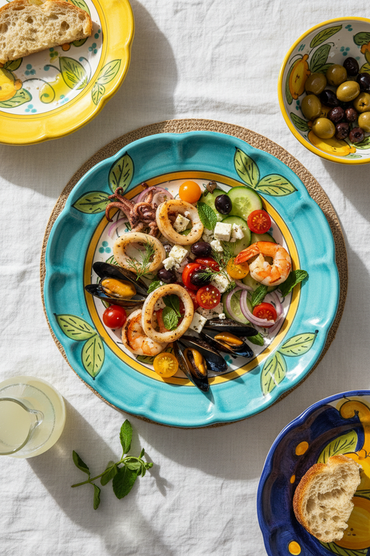 Lido Plate Set of 4 | Italian Hand-Painted Ceramic | Amalfi Coast Tableware