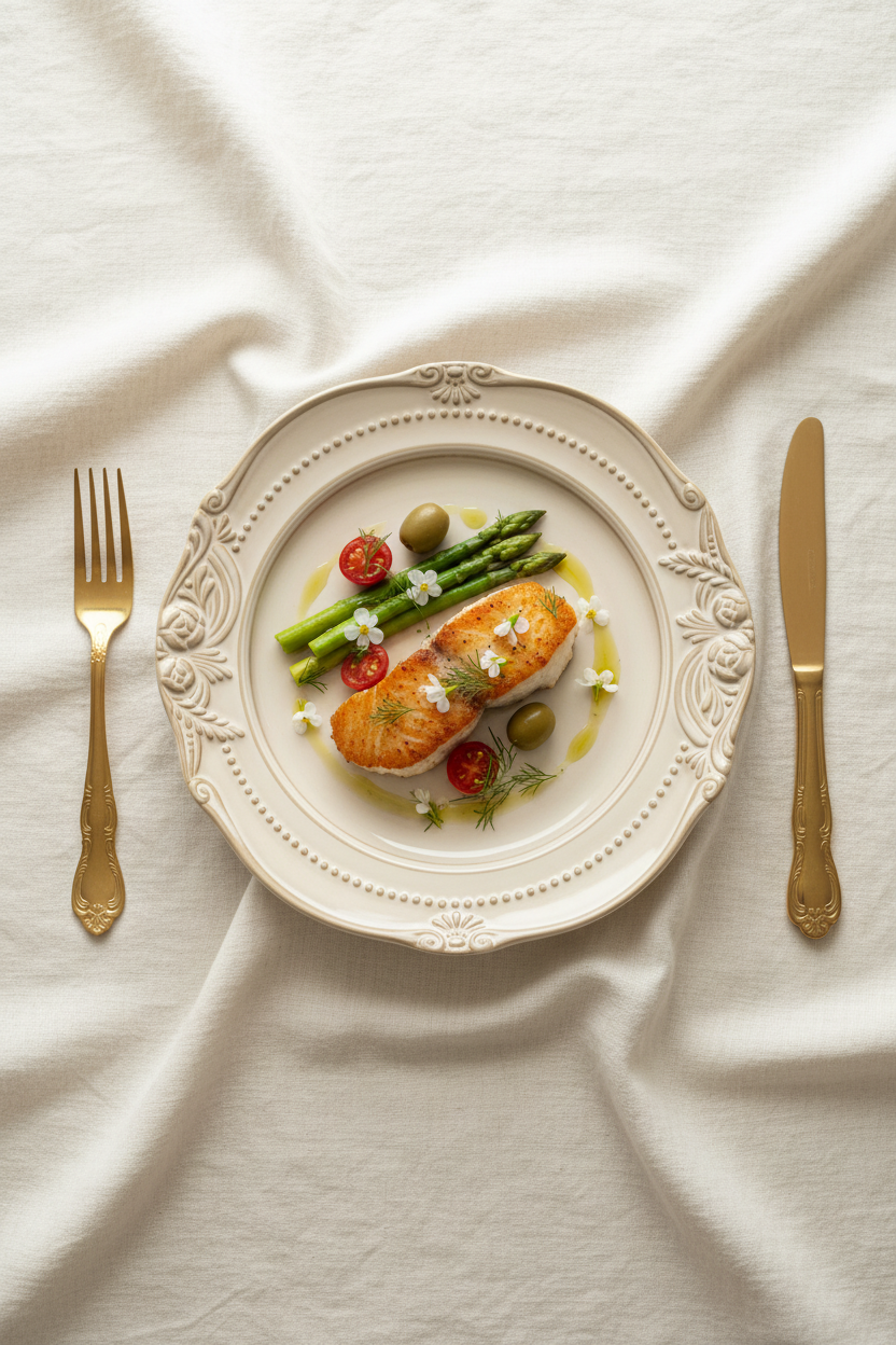 Louna Ivory Ceramic Plate & Bowl Set of 4 – French-Inspired | Table Bella