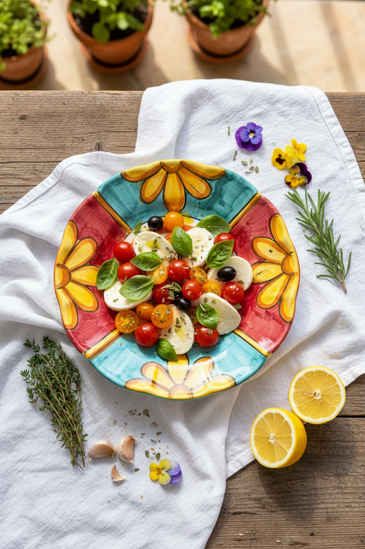 Margherita Plate Set of 4 | Italian Hand-Painted Daisy Ceramic | Amalfi Coast