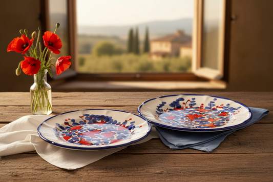 Papavero Plate Set of 4 | Italian Hand-Painted Poppy Ceramic | Amalfi Coast