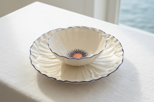 Petal Lilac Ceramic Dinnerware Set of 2 – Plate & Bowl | Table Bella