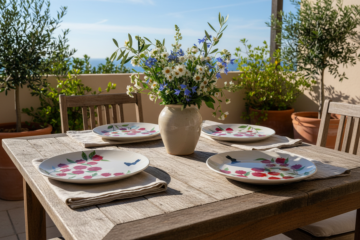 Rosa Hand-Painted Porcelain Plates Set of 4