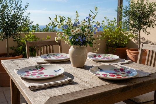 Rosa Hand-Painted Porcelain Plates Set of 4