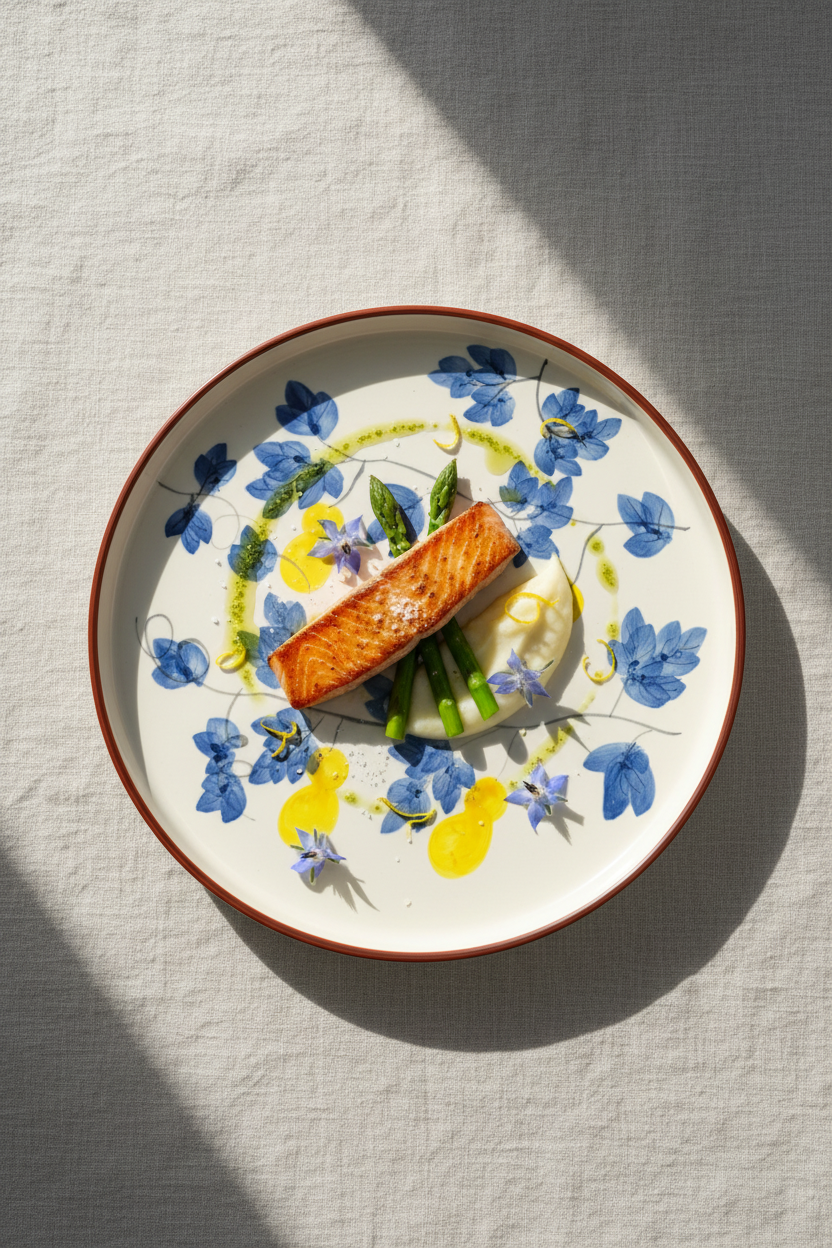 Serena Plate set of 4 | Hand-Painted Elegant Ceramic Plate | Premium Tableware