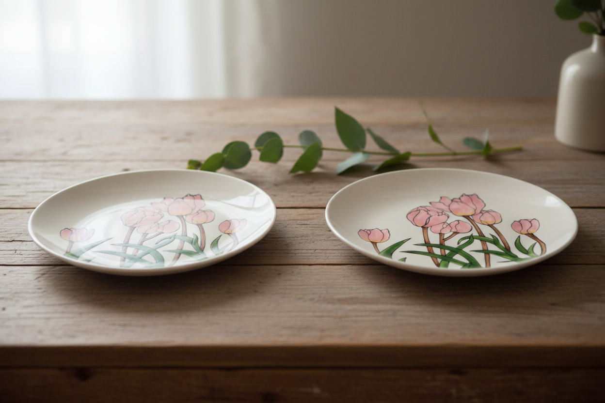 Tulip Pink Ceramic Plates Set of 4 – Elegant Dinnerware | Table Bella
