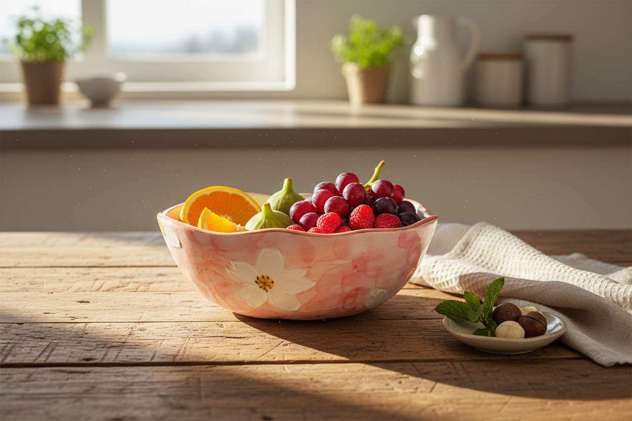 Verona Oval Salad Bowl Set Of 4| Hand-Painted Korean-Inspired Ceramic Bowl
